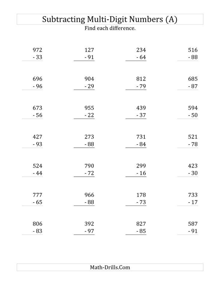 30 Math Worksheets 4 Digit Subtraction
