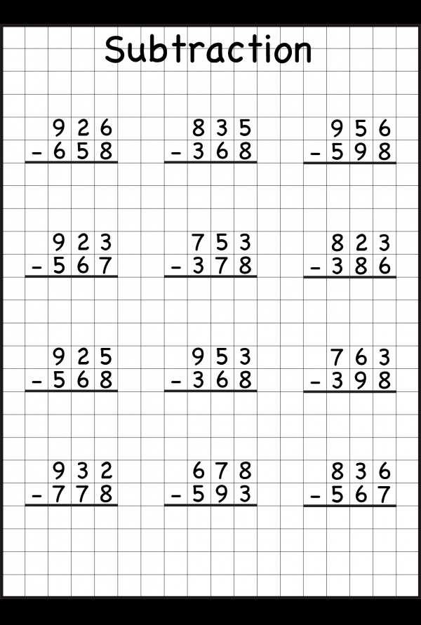 35 Math Worksheets 4 Digit Subtraction